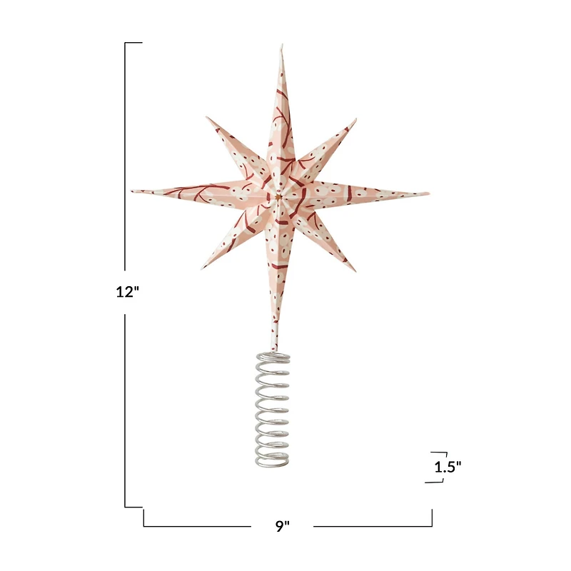 Hello Honey® 12" Paper & Metal Star Tree Topper with Berry Pattern