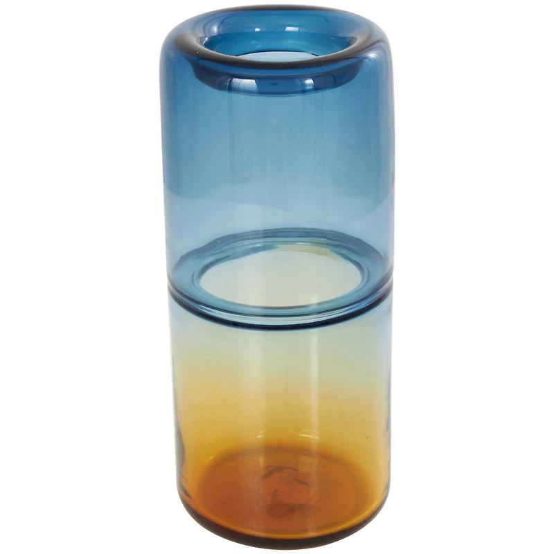 13" Blue & Yellow Ombre Glass Vase