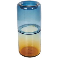 13" Blue & Yellow Ombre Glass Vase