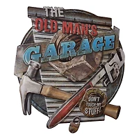 American Art Décor™ 16.5" The Old Man's Garage Embossed Metal Sign
