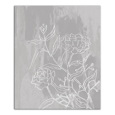 Flowers On Distressed Gray Canvas Wall Art