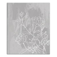 Flowers On Distressed Gray Canvas Wall Art