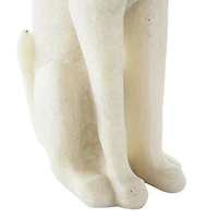 10" Cream Sitting Dog Sculpture with Gold Collar