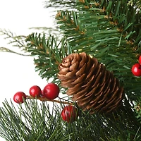 5ft. Pre-Lit Buzzard Pine Artificial Christmas Tree in Woven Planter, Warm White LED Lights