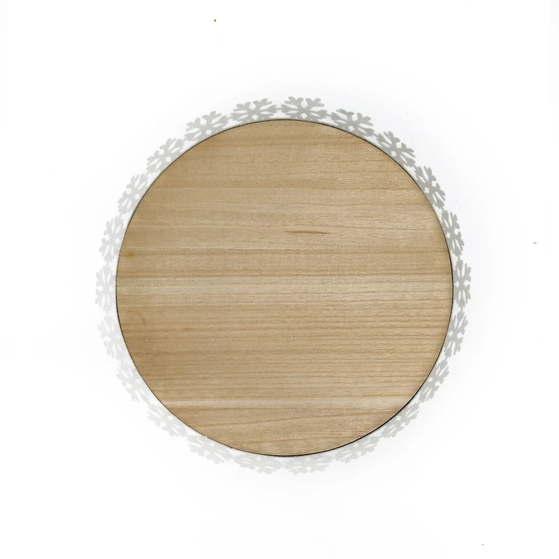 12" White Glitter Decorative Snowflake Tray by Ashland®