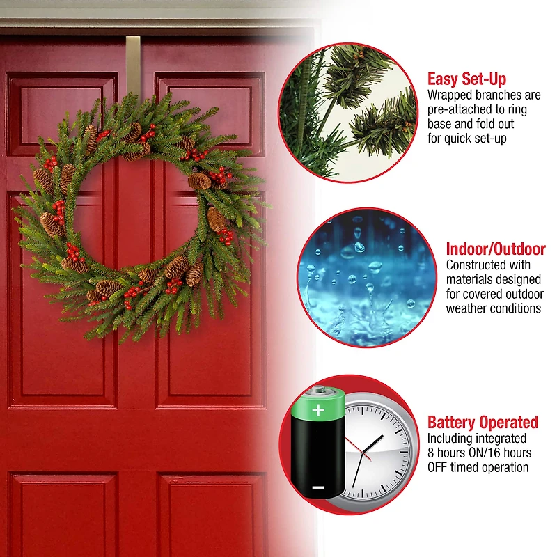 24" LED Dorchester Fir Wreath