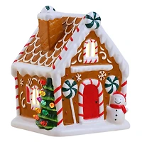 7" Brown Nostalgic Ceramic Lit Gingerbread House
