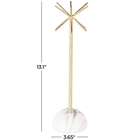 13" Gold Metal 12-Slot Jewelry Stand with White Base