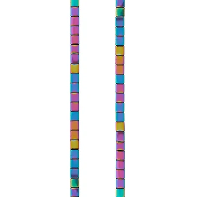 12 Pack:  Multicolor Iridescent Hematite Square Beads, 4mm by Bead Landing™