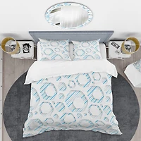 Designart '3D White And Blue Pattern IV' Mid-Century Duvet Cover Set