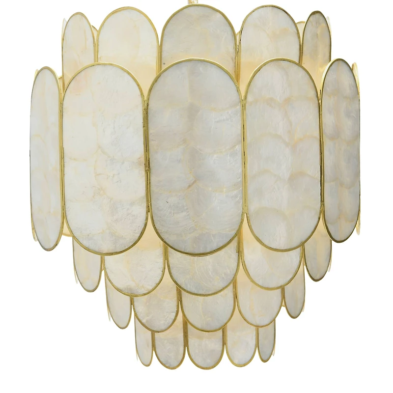 Hello Honey® 17.5" 4-Tier Capiz and Metal Chandelier