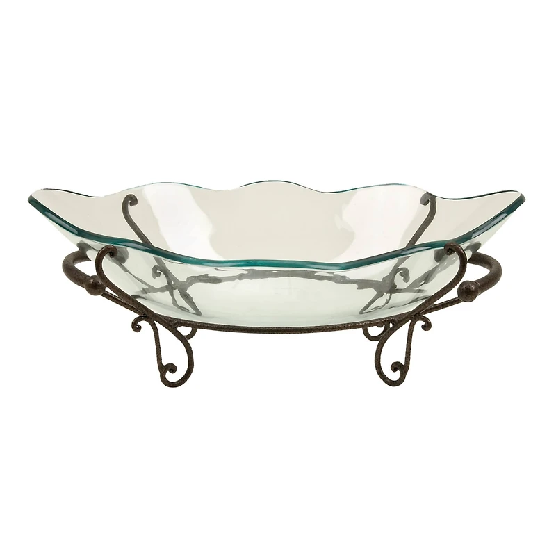 Copper Glass and Metal Traditional Serving Bowl, 9" x 23" x 14"
