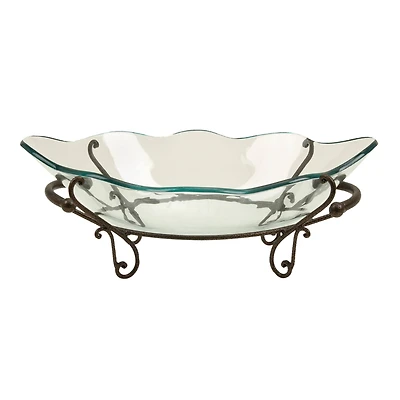 Copper Glass and Metal Traditional Serving Bowl, 9" x 23" x 14"
