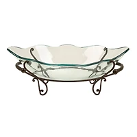 Copper Glass and Metal Traditional Serving Bowl, 9" x 23" x 14"