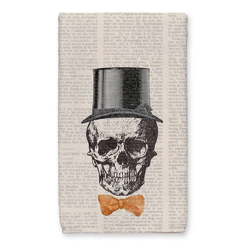 Skull Tophat Newspaper Bowtie Tea Towel Set