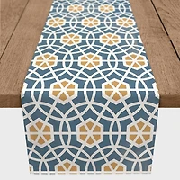 72" Blue & Yellow Circle Hex Cotton Twill Runner