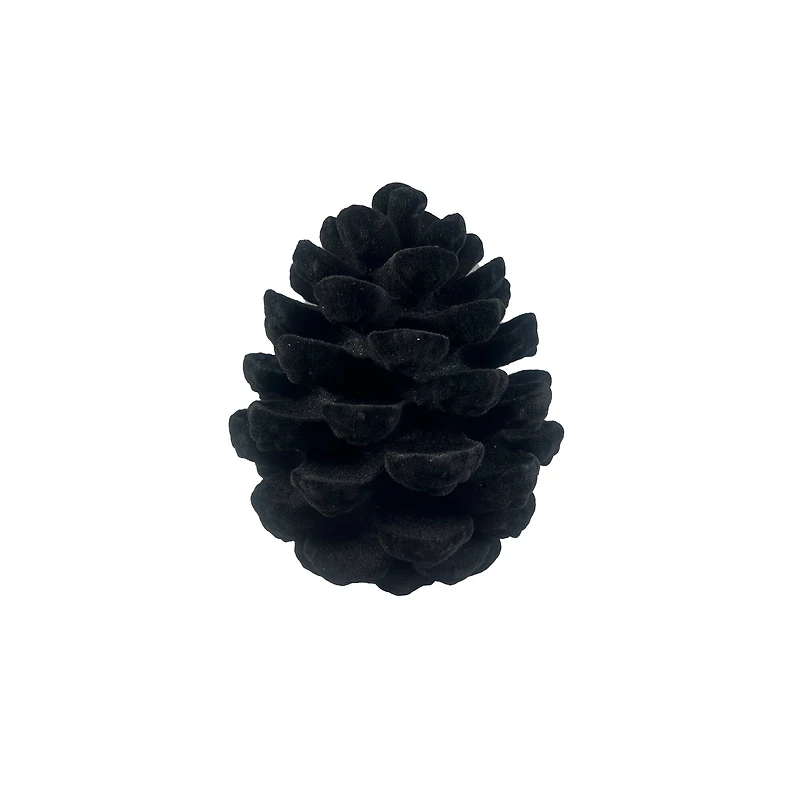 7.25" Black Flocked Pinecone Tabletop Décor by Ashland®
