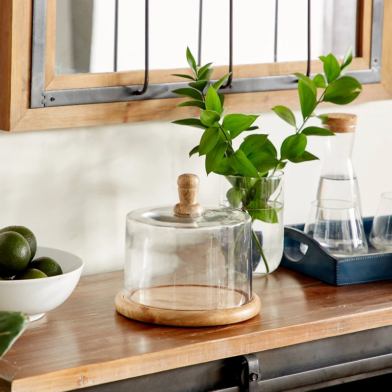8" Brown Glass Farmhouse Serving Tray