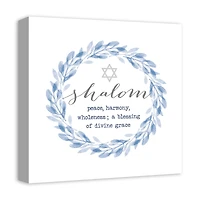 Shalom Def Wreath Blue 16x16 Canvas Wall Art
