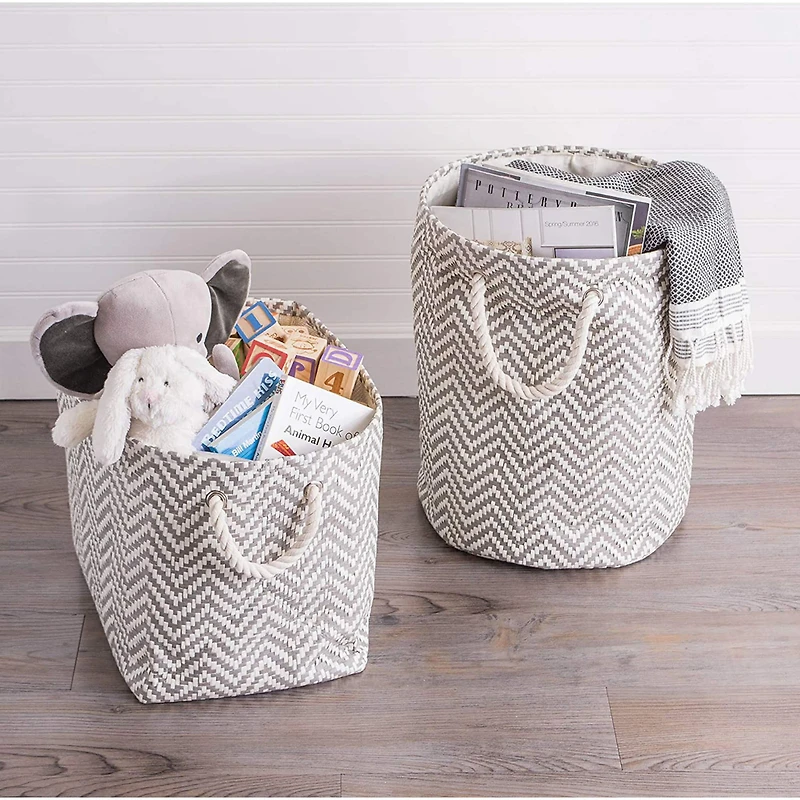 DII® Large Gray Chevron Rectangular Paper Bin