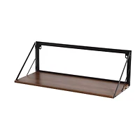 Honey Can Do Walnut Large Modern Farmhouse Floating Shelf with Metal Bracket