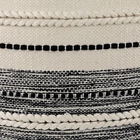 Cream & Black Twisted Textured Block Handloom Woven Outdoor Square Cushion