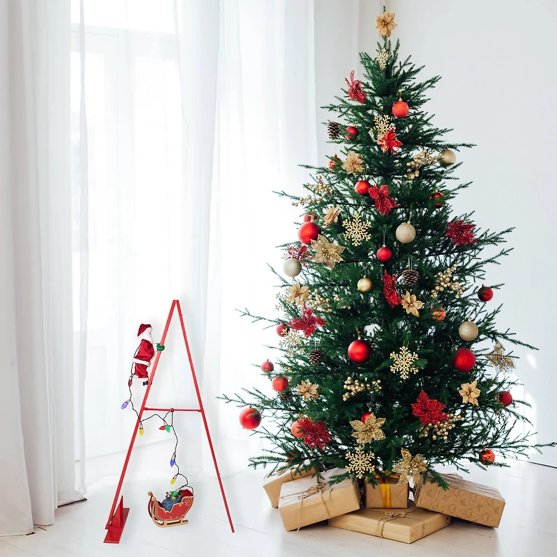 4ft. Animated Lighted Musical Santa Climbing Ladder Christmas Decoration