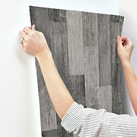 RoomMates Black Weathered Wood Plank Peel & Stick Wallpaper