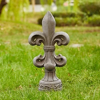 Glitzhome® 21" Gray Standing Fleur De Lis Garden Statue