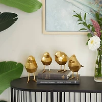 Set of 4 Gold Polystone Glam Sculpture, 6" x 3" x 6"