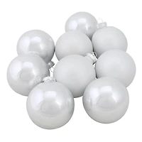 9ct. 2.5" Shiny & Matte White Glass Ball Ornaments