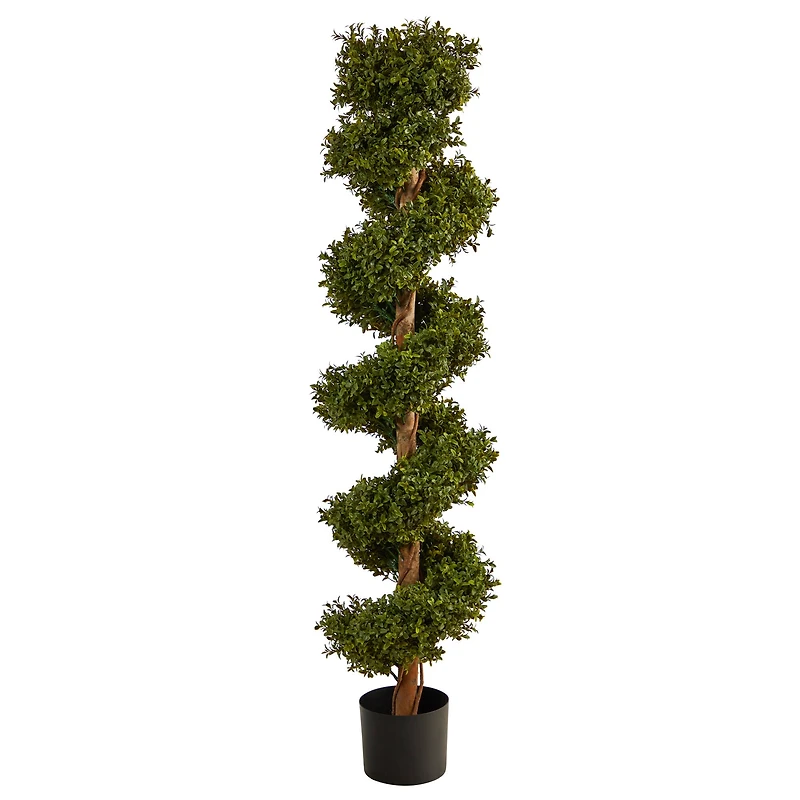 5ft. Potted UV Resistant Spiral Boxwood Topiary Tree