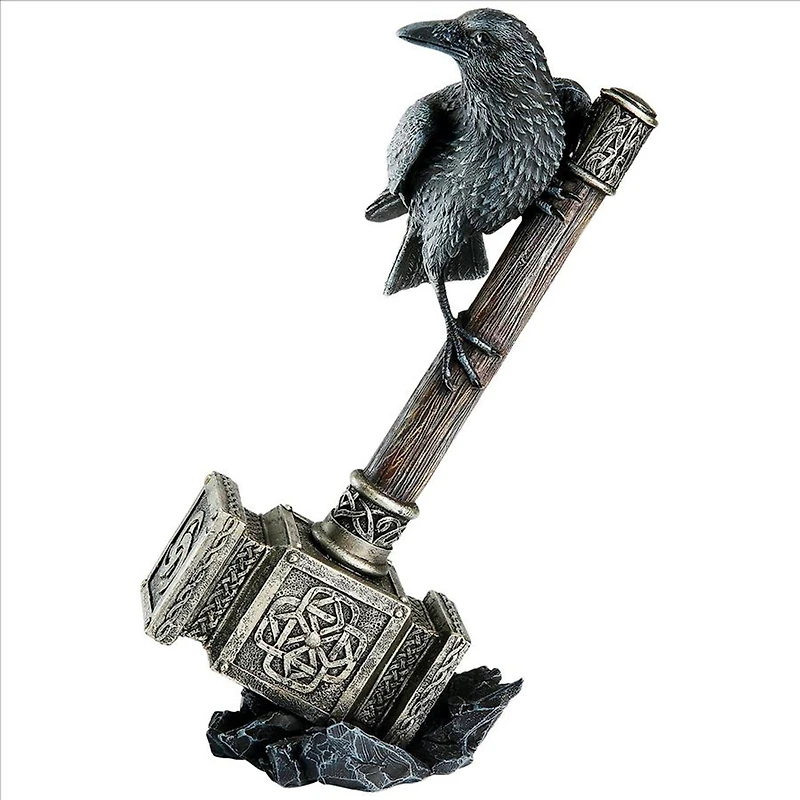9" Raven Guardian of Thor's Thunder Hammer Statue