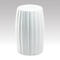 18.25" Glossy White Ceramic Stool