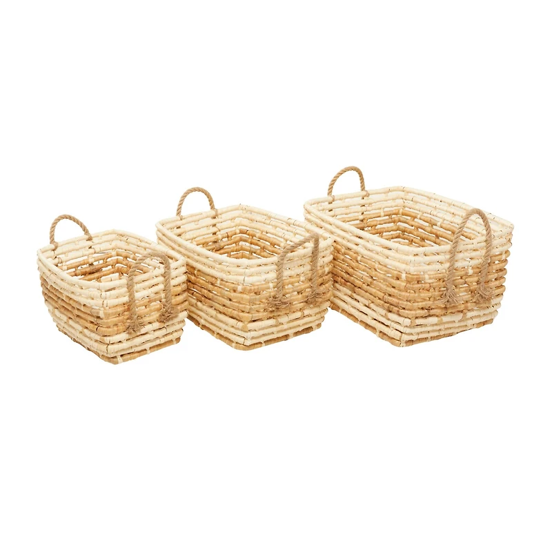 Rectangle Brown Contemporary Sea Grass Storage Basket Set