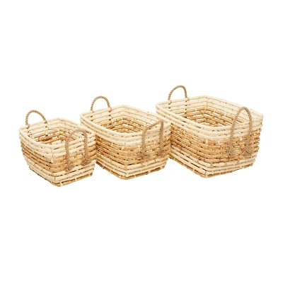 Rectangle Brown Contemporary Sea Grass Storage Basket Set