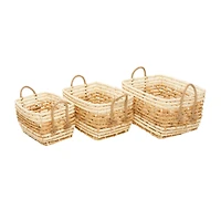 Rectangle Brown Contemporary Sea Grass Storage Basket Set