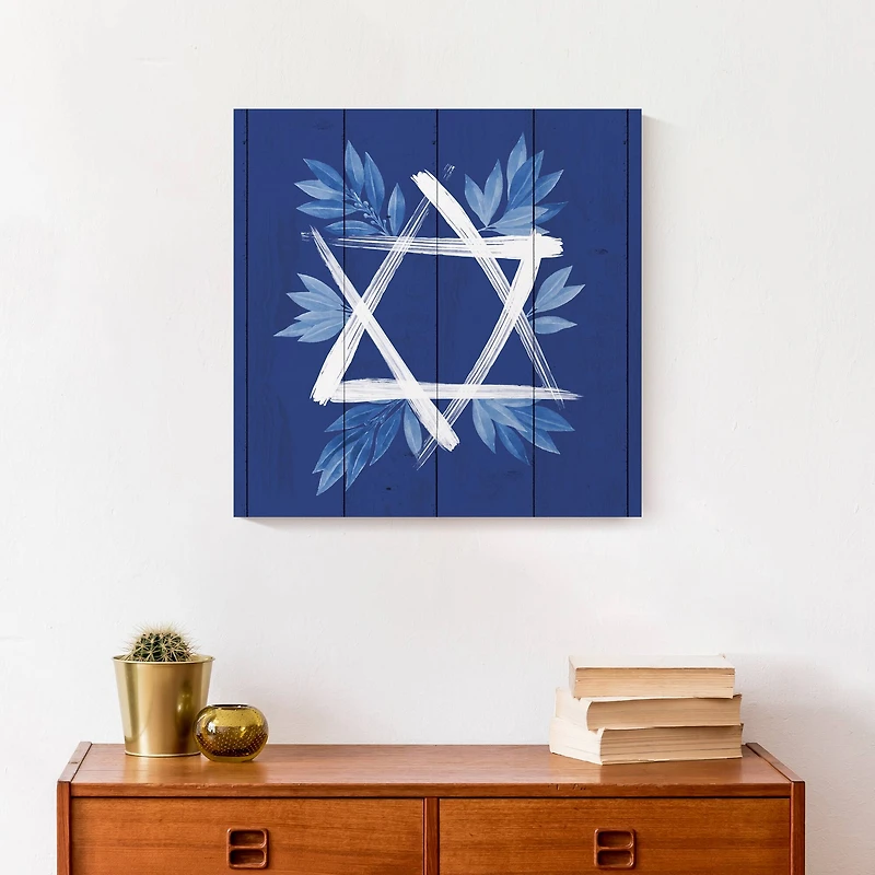 Botanical Star David 16x16 Canvas Wall Art