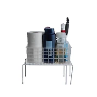 Mind Reader White Multi-Purpose Expandable Kitchen Counter & Cabinet Shelf Storage & Organization