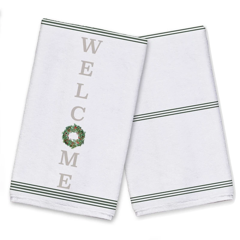 Welcome Wreath 16" x 25" Tea Towel - Set of 2