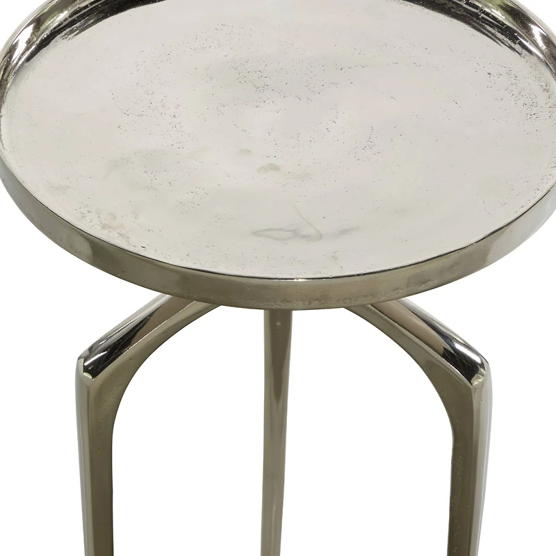 13" Contemporary Round Silver Raised Edge Accent Table