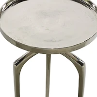 13" Contemporary Round Silver Raised Edge Accent Table