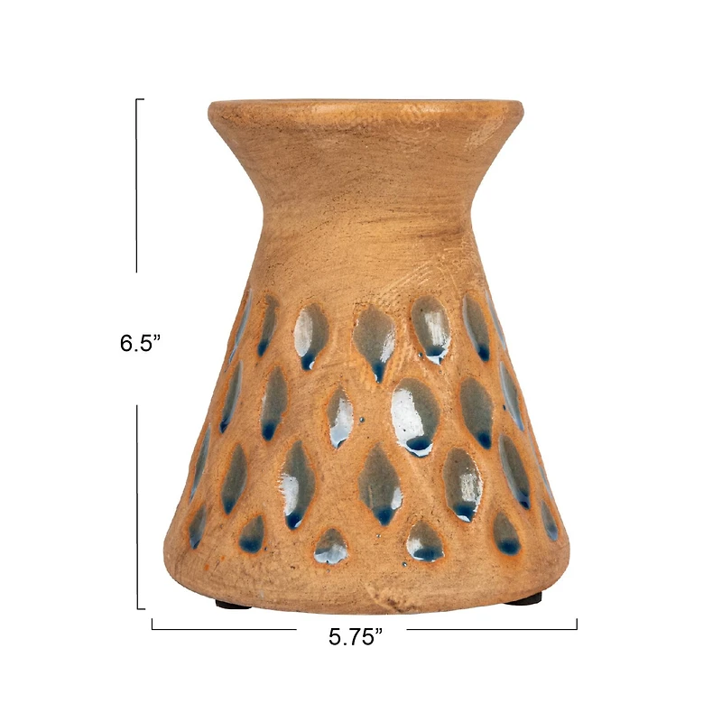 Hello Honey® 6.5" Terra Cotta Debossed Candle Pillar Holder