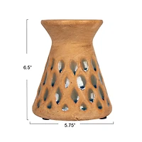 Hello Honey® 6.5" Terra Cotta Debossed Candle Pillar Holder