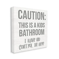Stupell Industries Caution Kid's Bathroom Phrase Canvas Wall Art