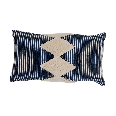 Hello Honey® Embroidered Rope Stripes Cotton Tufted Lumbar Pillow