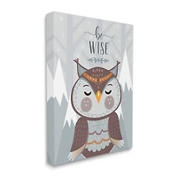Stupell Industries Be Wise Quote Loveable Owl Snowy Mountains Wall Art