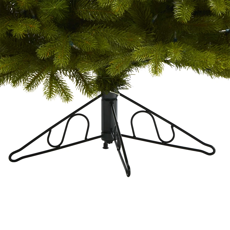 6ft. Pre-Lit Cambridge Spruce Flat Back Artificial Christmas Tree, Warm White LED Lights