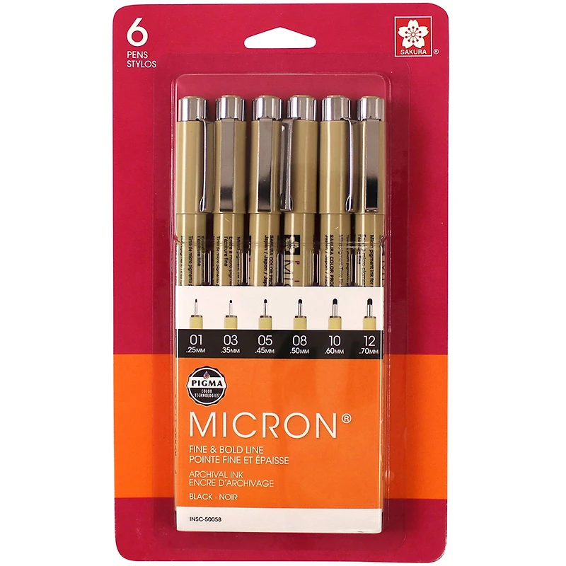 Pigma® Micron® Fine Line 6 Pen Set