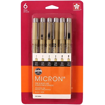 Pigma® Micron® Fine Line 6 Pen Set